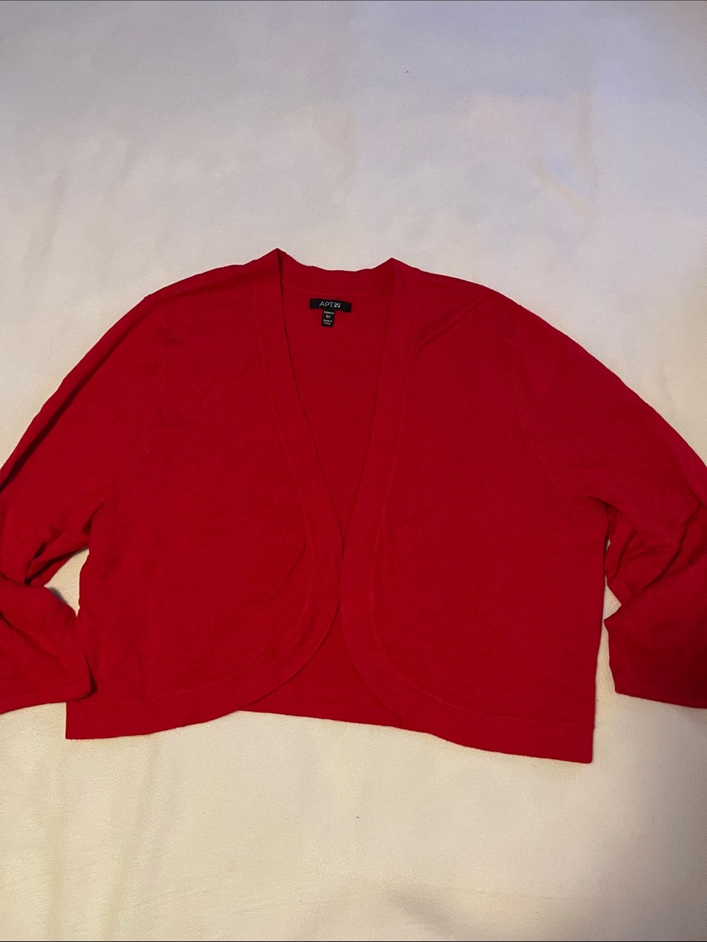 Apt. 9 Women's Bright Red Cropped Open-Front Cardigan plus OX